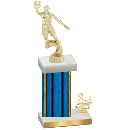 Accented Single Blue Glacier Third Place Basketball Trophy