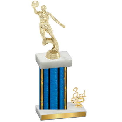 Accented Single Blue Glacier Third Place Basketball Trophy