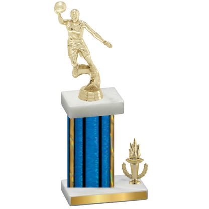 Accented Single Blue Glacier Victory Basketball Trophy