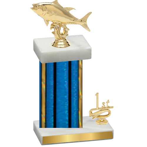 Accented Single Blue Glacier First Place Fishing Trophy