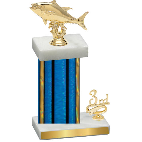 Accented Single Blue Glacier Third Place Fishing Trophy