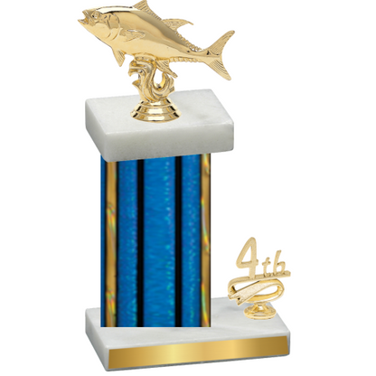 Accented Single Blue Glacier Fourth Place Fishing Trophy