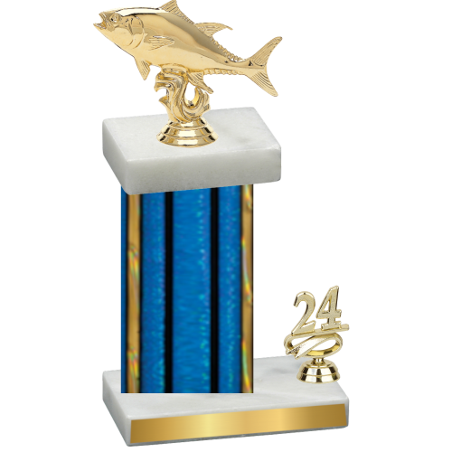 Accented Single Blue Glacier Year Fishing Trophy