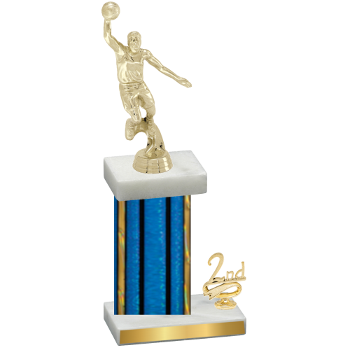 Accented Single Blue Glacier Second Place Basketball Trophy