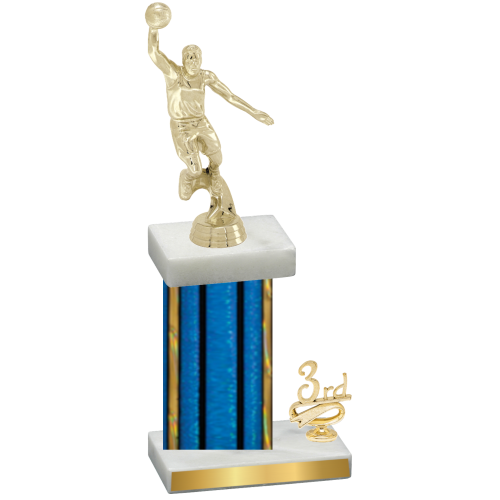 Accented Single Blue Glacier Third Place Basketball Trophy