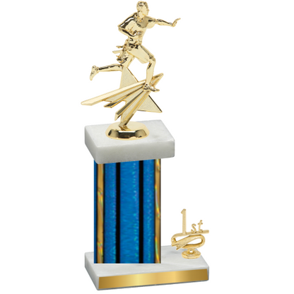 Accented Single Blue Glacier First Place Flag Football Trophy