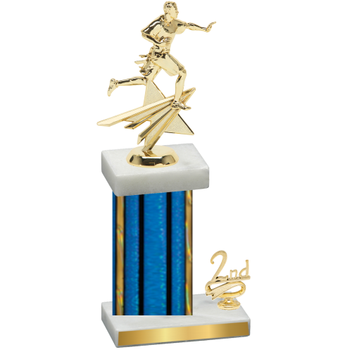 Accented Single Blue Glacier Second Place Flag Football Trophy