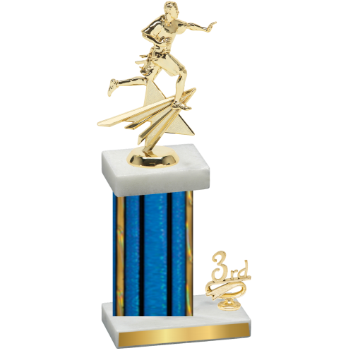 Accented Single Blue Glacier Third Place Flag Football Trophy