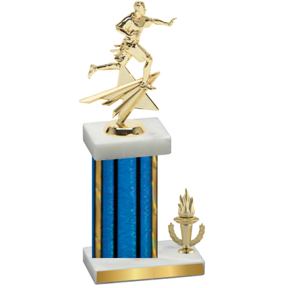 Accented Single Blue Glacier Victory Flag Football Trophy