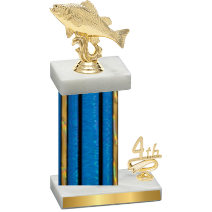 Accented Single Blue Glacier Fourth Place Fishing Trophy