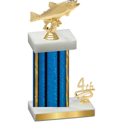 Accented Single Blue Glacier Fourth Place Fishing Trophy