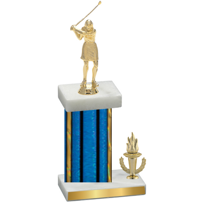 Accented Single Blue Glacier Victory Golf Trophy