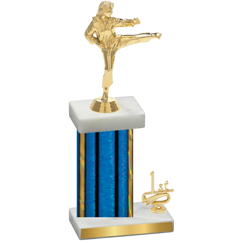 Accented Single Blue Glacier First Place Karate Trophy