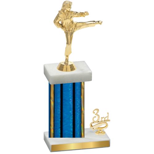 Accented Single Blue Glacier Third Place Karate Trophy
