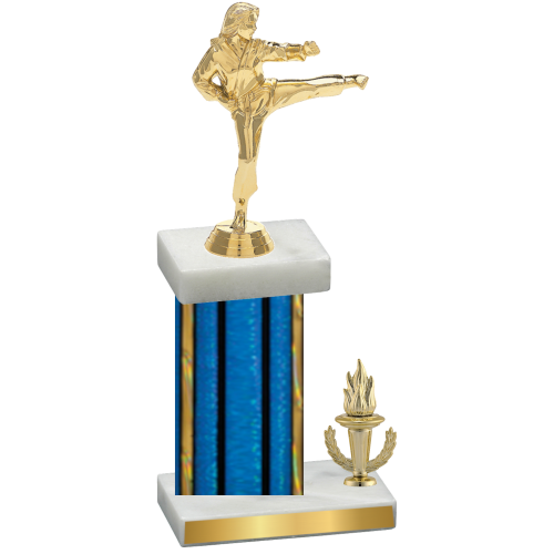 Accented Single Blue Glacier Victory Karate Trophy