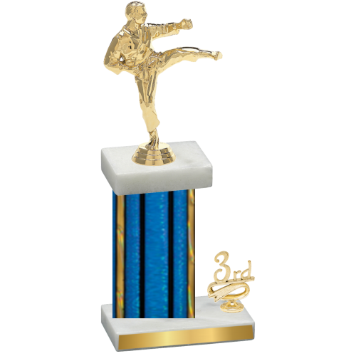 Accented Single Blue Glacier Third Place Karate Trophy