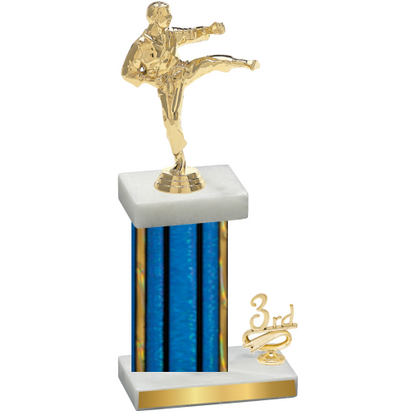 Accented Single Blue Glacier Third Place Karate Trophy