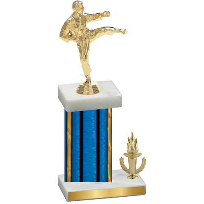 Accented Single Blue Glacier Victory Karate Trophy