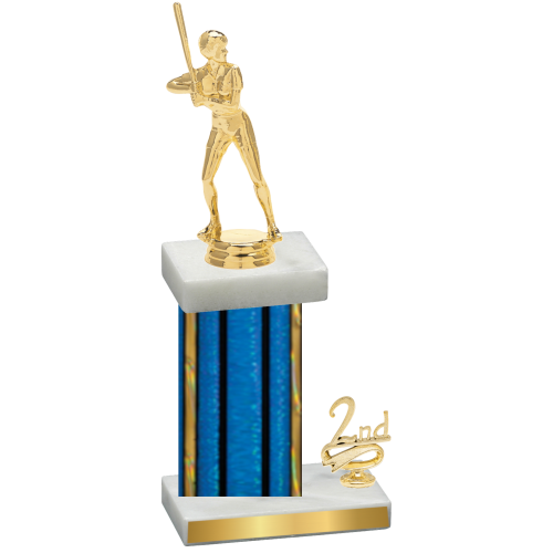 Accented Single Blue Glacier Second Place Softball Trophy