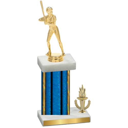 Accented Single Blue Glacier Victory Softball Trophy
