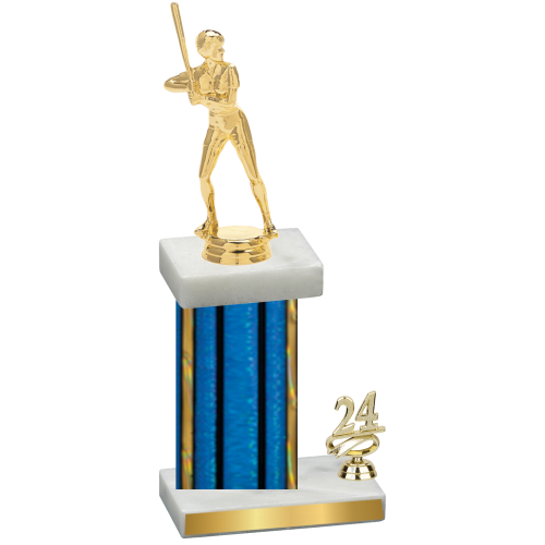 Accented Single Blue Glacier Year Softball Trophy