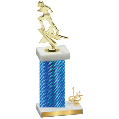 Accented Single Blue Carbon Fiber First Place Football Trophy