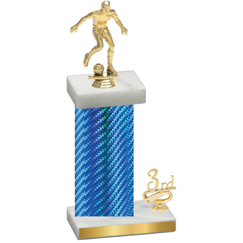 Accented Single Blue Carbon Fiber Third Place Soccer Trophy