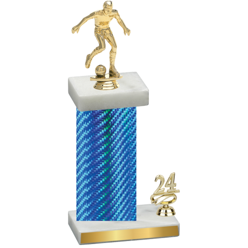 Accented Single Blue Carbon Fiber Year Soccer Trophy