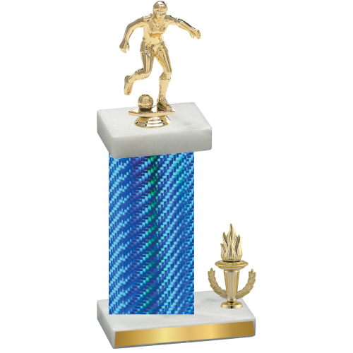 Accented Single Blue Carbon Fiber Victory Soccer Trophy