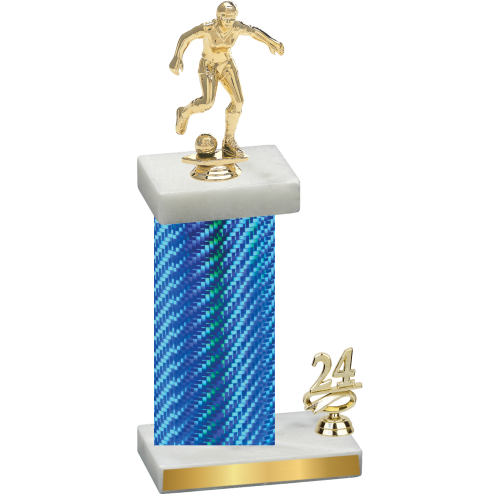 Accented Single Blue Carbon Fiber Year Soccer Trophy