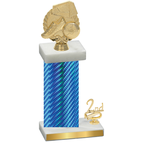 Accented Single Blue Carbon Fiber Second Place Soccer Trophy