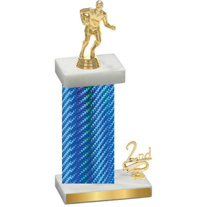 Accented Single Blue Carbon Fiber Second Place Rugby Trophy