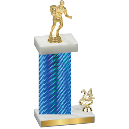 Accented Single Blue Carbon Fiber Year Rugby Trophy