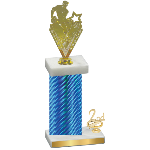 Accented Single Blue Carbon Fiber Second Place Rugby Trophy