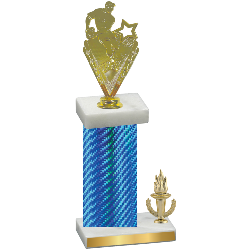 Accented Single Blue Carbon Fiber Victory Rugby Trophy