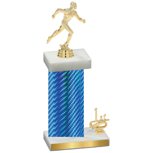 Accented Single Blue Carbon Fiber First Place Running Trophy