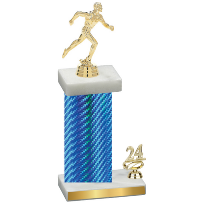 Accented Single Blue Carbon Fiber Year Running Trophy