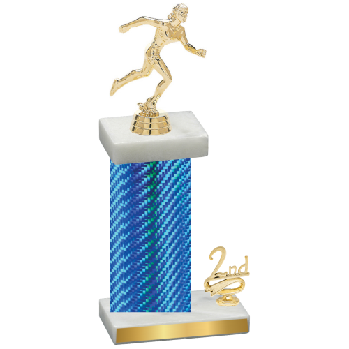 Accented Single Blue Carbon Fiber Second Place Running Trophy