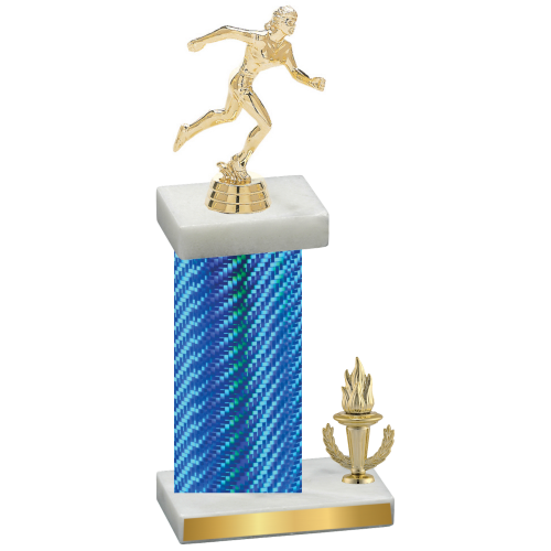 Accented Single Blue Carbon Fiber Victory Running Trophy