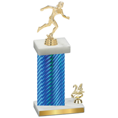 Accented Single Blue Carbon Fiber Year Running Trophy