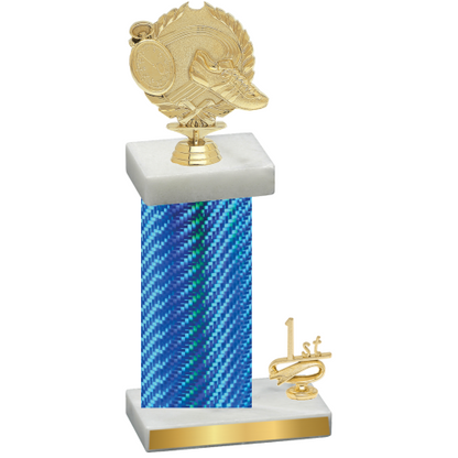 Accented Single Blue Carbon Fiber First Place Running Trophy