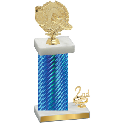 Accented Single Blue Carbon Fiber Second Place Running Trophy