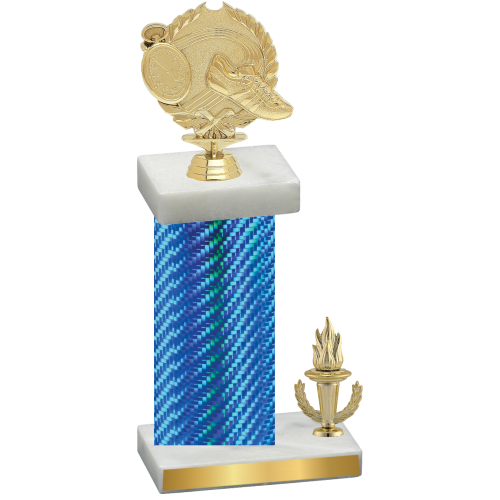 Accented Single Blue Carbon Fiber Victory Running Trophy