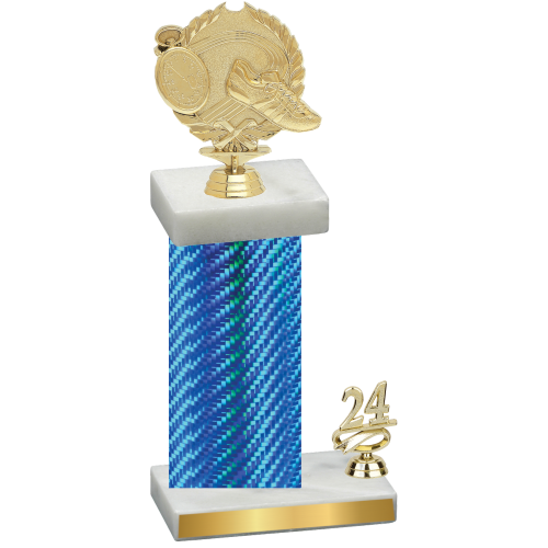 Accented Single Blue Carbon Fiber Year Running Trophy