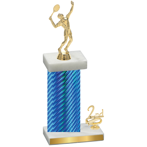 Accented Single Blue Carbon Fiber Second Place Tennis Trophy