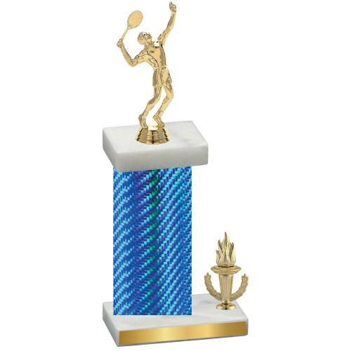 Accented Single Blue Carbon Fiber Victory Tennis Trophy