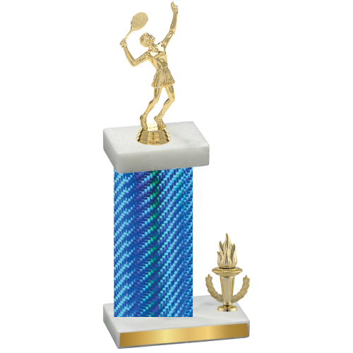 Accented Single Blue Carbon Fiber Victory Tennis Trophy