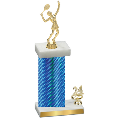 Accented Single Blue Carbon Fiber Year Tennis Trophy