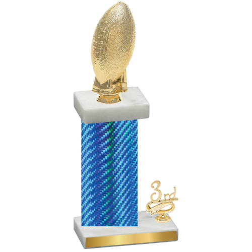 Accented Single Blue Carbon Fiber Third Place Football Trophy