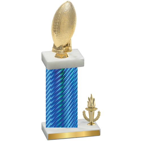 Accented Single Blue Carbon Fiber Victory Football Trophy